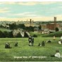 old postcard of people sitting in park
