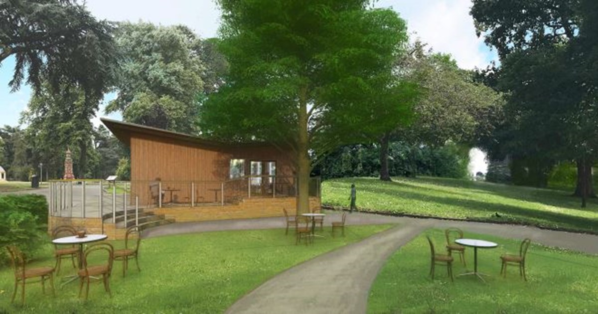 artist impression of new cafe building in park