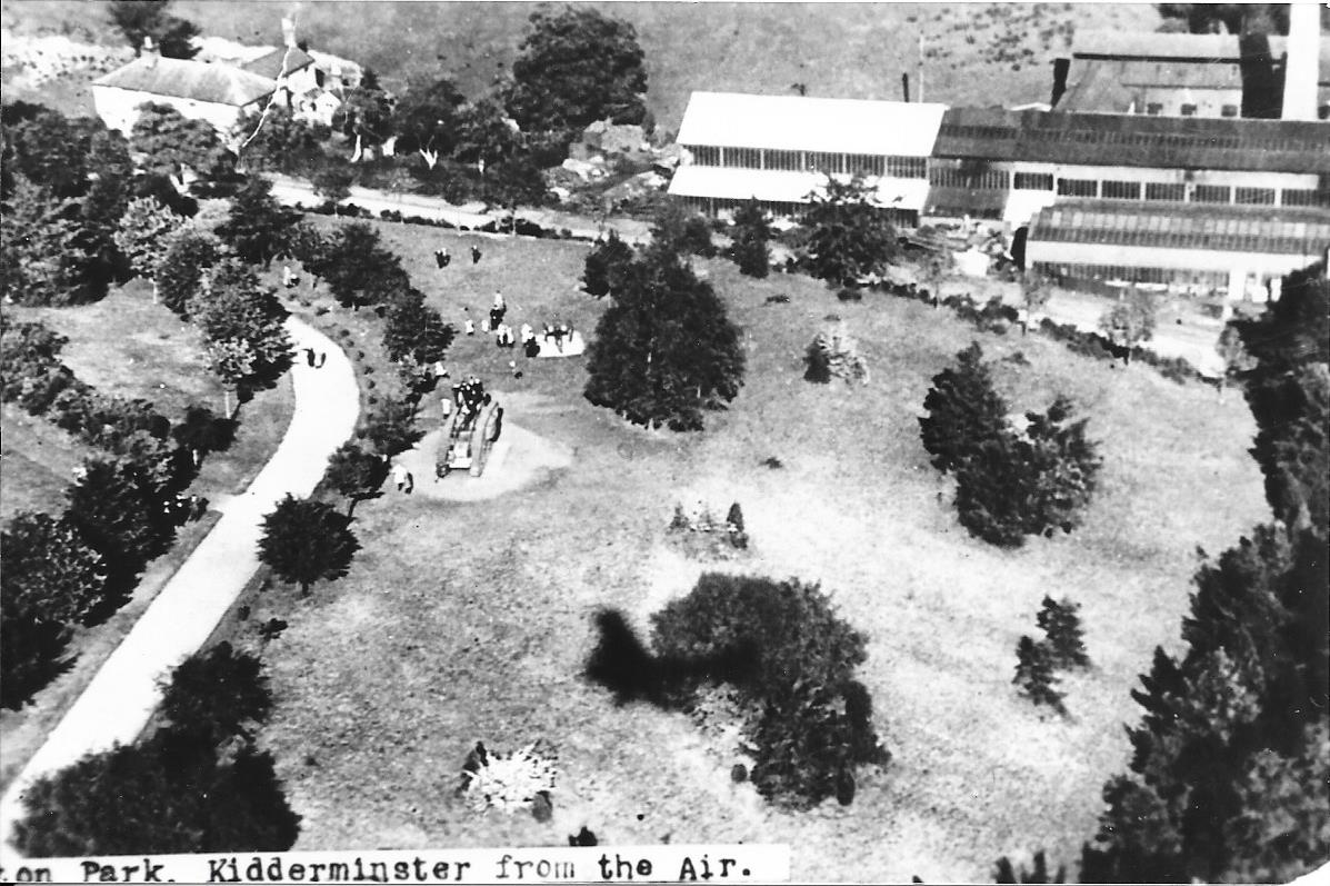 black and white old ariel photo of park